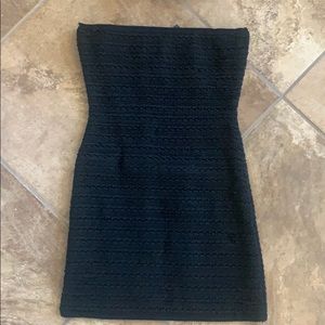 Black strapless textured dress